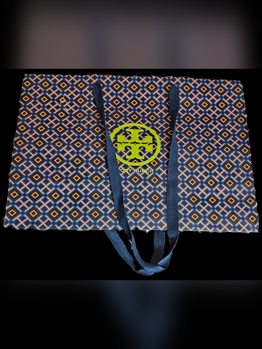 NEW Tory Burch Large Blue Orange Pink Paper Shopping Bag Tote Gift Box Holder